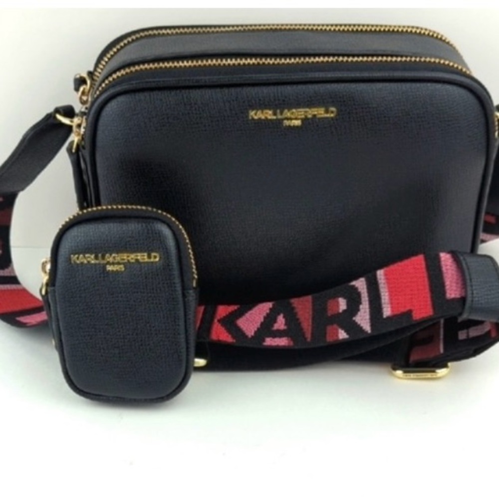 Karl Lagerfeld Black and Red Crossbody Bag Duo